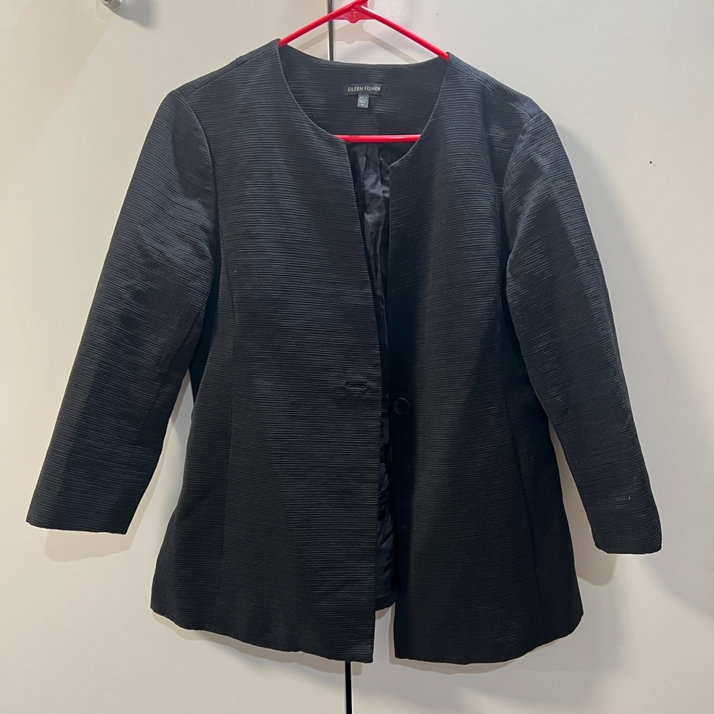 Black striped textured blazer